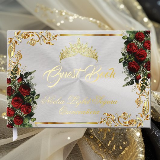 Roses, Diadème & Feuilles d'Or - Blanc Perle
