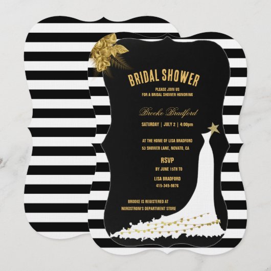 Roses d'or Art Déco, carte de Fête des mariées Str (Devant / Derrière)