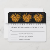 Roses d'or et coeurs mariage RSVP (Dos)
