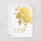 Roses d'or Faux Foil Elégant Mariage moderne RSVP (Dos)