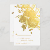 Roses d'or Faux Foil Elégant Mariage moderne RSVP (Devant / Derrière)