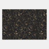 roses d'or sur papier noir Feuille plate de 3 (Devant 3)