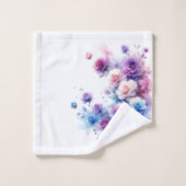 Roses Dreamy Purple, Blue et Pink Watercolor (Gant de toilette)