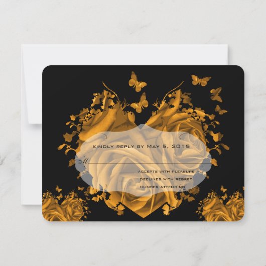 Roses du coeur d'or et papillons RSVP (Dos)