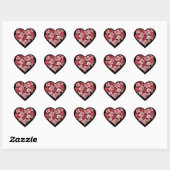 Roses du coeur et roses sur Sceau Sticker Noir (Feuille)