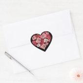 Roses du coeur et roses sur Sceau Sticker Noir (Enveloppe)