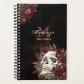 Roses du crâne Nom du monogramme Bourgogne Grunge  (Devant)