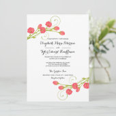 Roses du jardin Fuchsia - faire-part de mariage (Debout devant)