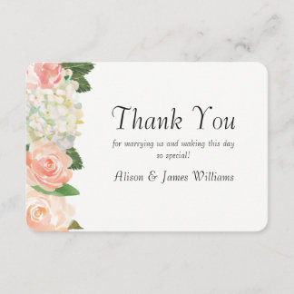 Roses élégants épousant le carte de remerciements