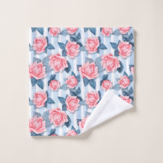 Roses en bleu (Gant de toilette)
