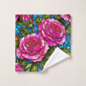 Roses en mosaïque rose (Gant de toilette)