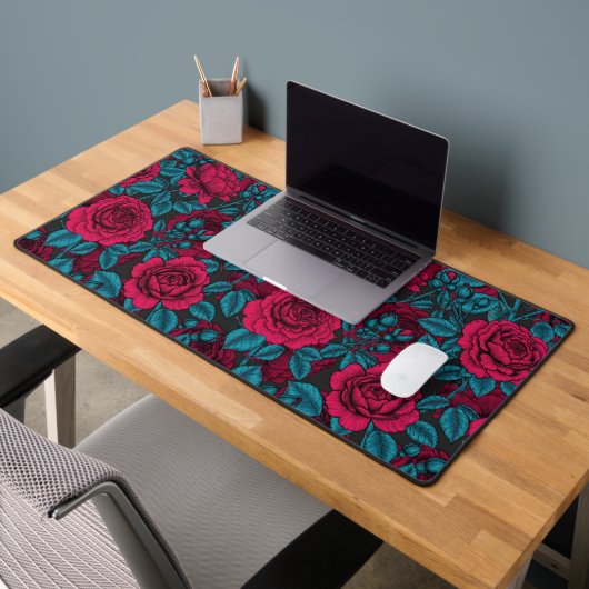 Roses en rouge et bleu (Bureau 2)