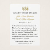 Roses et alliances de mariage Mémento de prière ca (Dos)