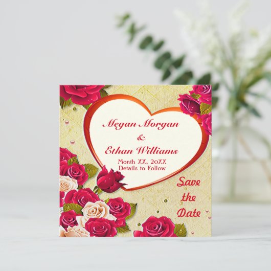 Roses et cadre cardiaque Enregistrer la carte d'ap (Debout devant)