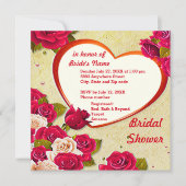 Roses et cadre cardiaque Invitation de la douche n (Devant)