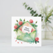 Roses et carte de joyeux anniversaire (Debout devant)