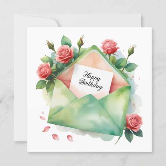 Roses et carte de joyeux anniversaire (Devant)