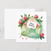 Roses et carte de joyeux anniversaire (Devant / Derrière)