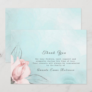 Roses et Cartes de remerciements bleus roses et bl