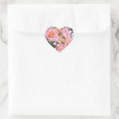 Roses et coeurs ~ Sticker de coeur (Sac)