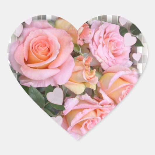 Roses et coeurs ~ Sticker de coeur (Devant)