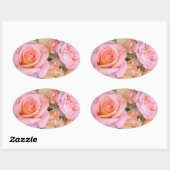 Roses et coeurs ~ Stickers ovale (Feuille)