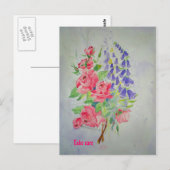 Roses et digitale de carte postale (Devant / Derrière)