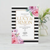 Roses et Faire-part de mariage à rayures (Debout devant)
