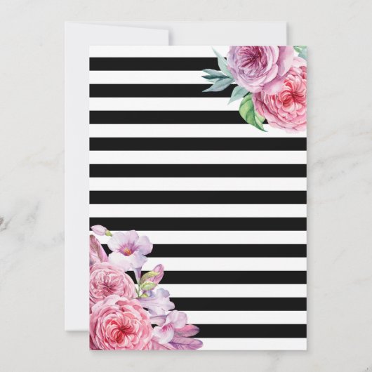 Roses et Faire-part de mariage à rayures (Dos)