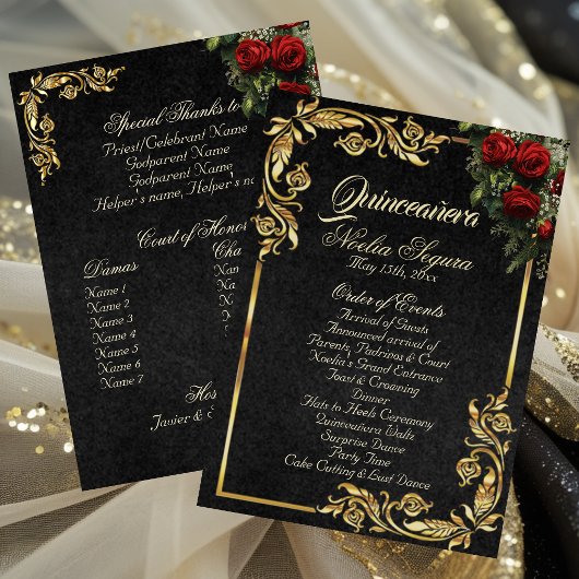 Roses et Feuilles d'Or - Programme de Quinceañera 