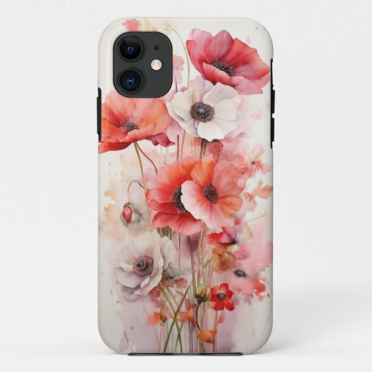 Roses et fleurs de pavot - Coque rose Rose (Dos)