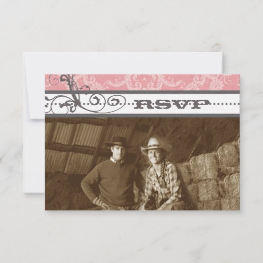 Roses et Gris Frissons de mariage RSVP (Devant)