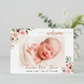 Roses et huile roses faire-part de naissance (Debout devant)