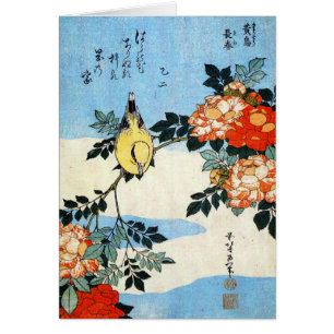 Roses et oiseau, Hokusai