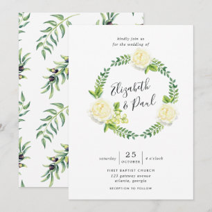 Roses et olives Faire-part de mariage