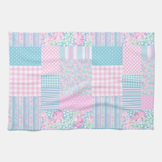 Roses et papillons Faux Patchwork Serviette de cui (Horizontal)