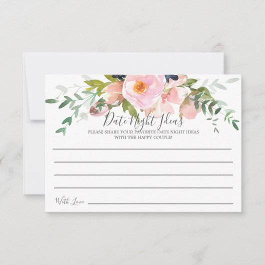 Roses et pivoines Blush Date Idées de nuit Carte (Devant)