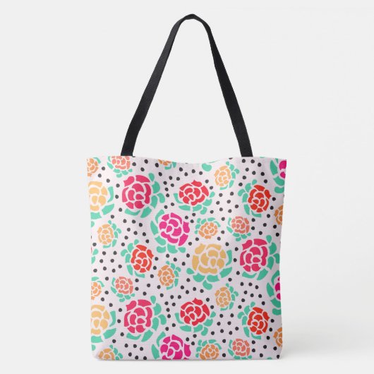 Roses et points - sac fourre-tout (Dos)