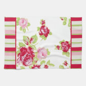 Roses et rayures Serviette de cuisine (Horizontal)