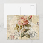 Roses et souvenirs Invitation par carte postale (Devant / Derrière)