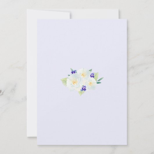 Roses et Violets blancs Invitations de mariage flo (Dos)