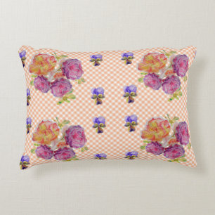 Roses et Violets roses Coussin à décor fleuri