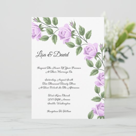 Roses faire-part de mariage (Debout devant)