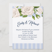 Roses faire-part de mariage blanches sur bandes bl (Devant)