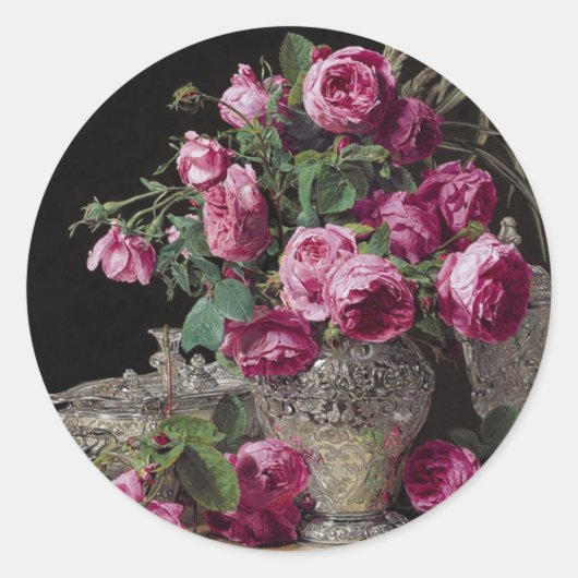 Roses - Ferdinand Georg Walmuller Ronde Sticker (Voorkant)