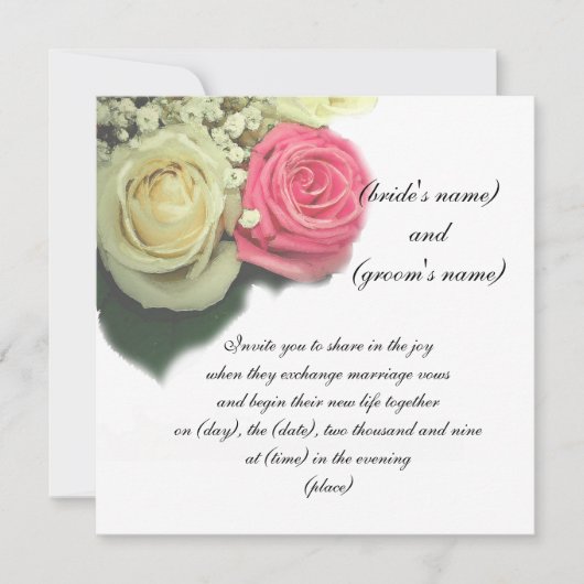 roses, fleuris, faire-part de mariage, modèles (Devant)