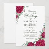 Roses floral Budget Wedding Invitation Kaart (Voorkant / Achterkant)