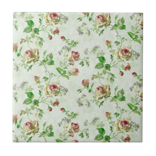  Roses Floral Pattern Tegeltje (Voorkant)