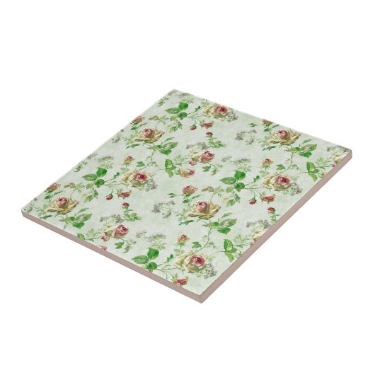 Roses Floral Pattern Tegeltje (Zijkant)