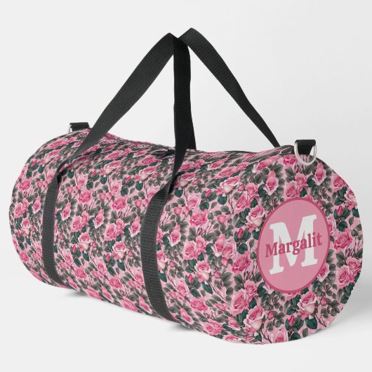 Roses floral rose sur mesure Monogramme Grand sac  (Coin gauche)